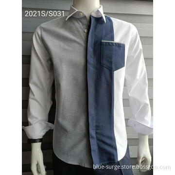 Modern Design Grey/Blue/White White Collar Men's Shirts